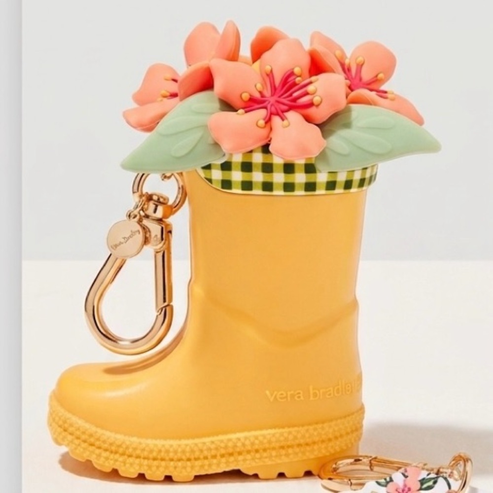 Bath & Body Works Vera Bradley Yellow Floral Rain Boot Hand Sanitizer Holder